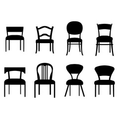 set of black chairs, black silhouettes of chairs
