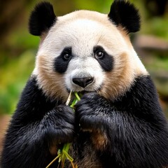 Obraz premium Panda bear eating bamboo