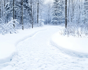 Snowy Forest Trail Winding Path