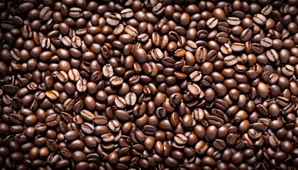 Fototapeta premium Close-up of roasted coffee beans with rich texture and dark aroma