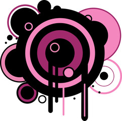 Vecteurs version - Elements de design abstrait r&eacute;tro "Frutiger Metro" - cercles d&eacute;goulinants - 2000s/90s graffiti num&eacute;rique - rose variantes