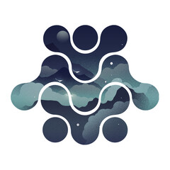 Night cloud sky painting in organic shape cutout pattern.