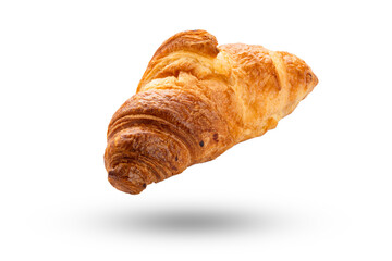 Delicious snack croissant on white background
