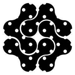 Seamless polka dot pattern in organic shape cutout frame.