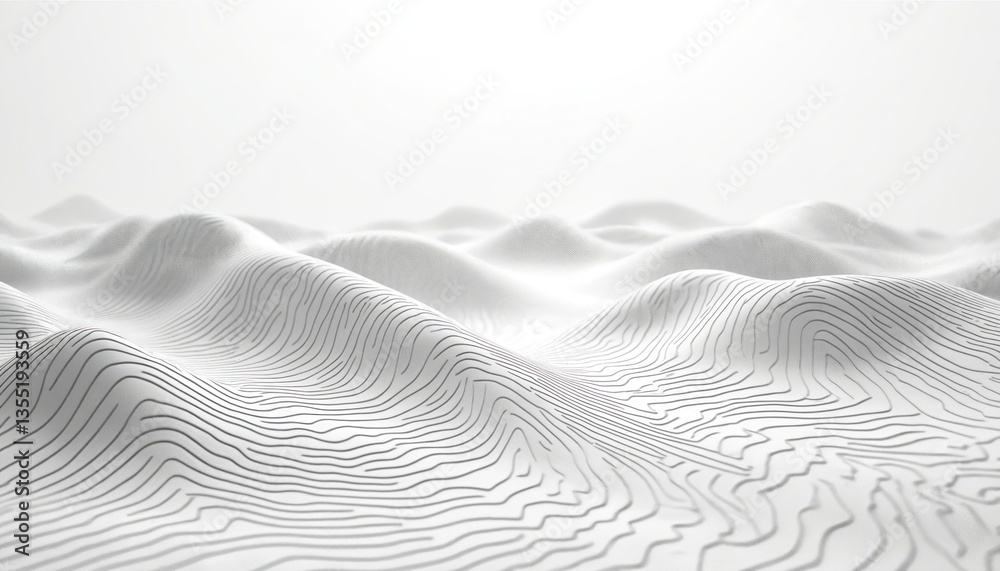 Poster abstract topographic contour map, grey lines white background. digital illustration graphic design e