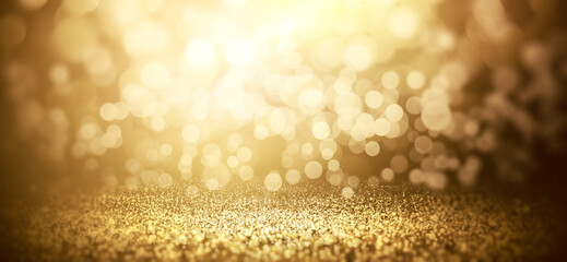 Luxurious Golden Bokeh Background with Glowing Particles, Festive and Elegant Design for...
