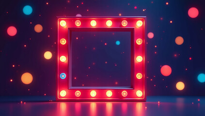 Obraz premium colorful marquee lights surround modern square striking illustration design