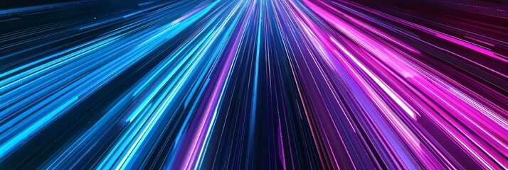 Background with speed and light, featuring neon motion that radiates power. Fast lines create energy in an abstract game effect, with blue dynamic space blur at night