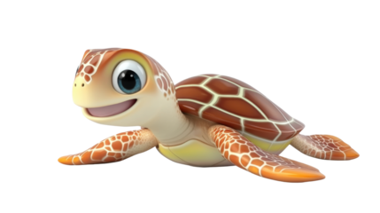 funny turtle cartoon on white background