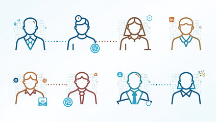 editable network line icons connect group link net team customizable strokes various layout options display