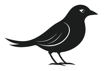 Obraz premium Black Bird Silhouette Standing on Isolated Background Birdwatching Icon