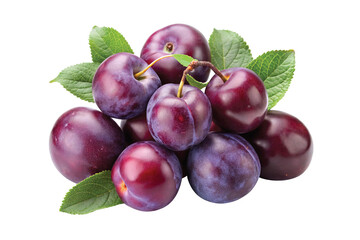 A Delicious Pile of Ripe Plums with Lush Green Leaves
