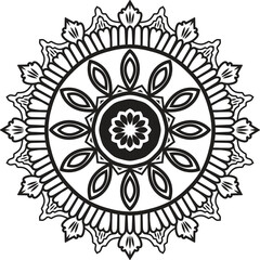 Black color round shape mandala design