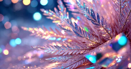 Abstract joyful elaborate celebratory gathering backdrop texture of colorful holographic wavy metallic foil decoration featuring luminous sparkling crystal shining reflections and twinkling bokeh - Powered by Adobe