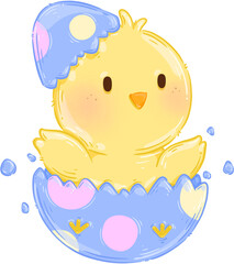 Easter egg chick element PNG