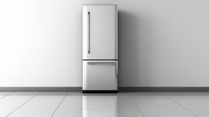 Modern Stainless Steel Refrigerator in Minimalist Kitchen.