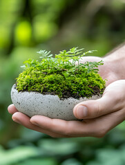 Tiny Bonsai in Concrete Holder