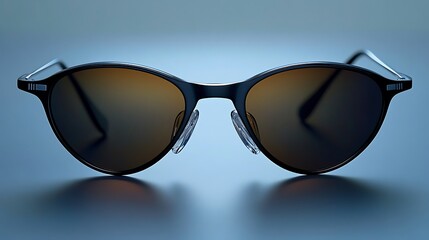 Modern minimalist sunglasses with sharp edges, ultra-thin frame, high-contrast reflections, stylish isolation.