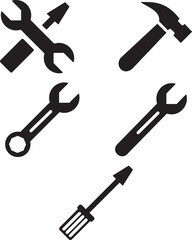 Tools Icons Set - Wrench, Hammer, Screwdriver, Repair, Maintenance