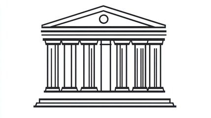 Classic Greek Temple Outline Illustration (2)