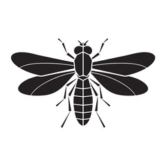 Vector illustration of a fly and a wasp on a white background