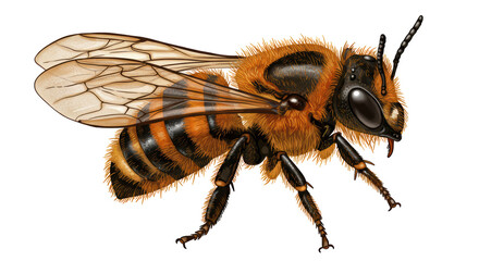 Isolated Honey Bee with High Detail
