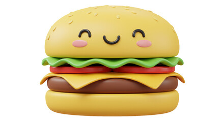 Isolated Burger with Smiling Face