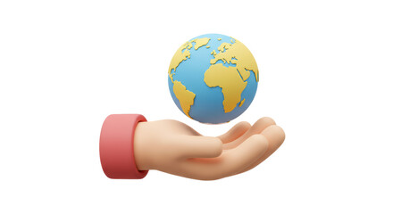 Isolated Hand Presenting Globe with Africa