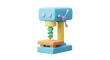 Isolated Cartoon Style Table Drill Press