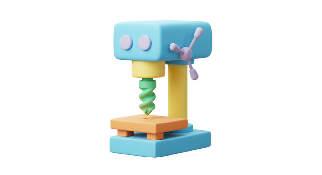 Isolated Cartoon Style Table Drill Press