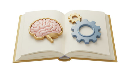 Isolated Open Book with Brain and Gear Mechanism for Cognitive Learning