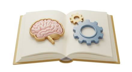 Isolated Open Book with Brain and Gear Mechanism for Cognitive Learning