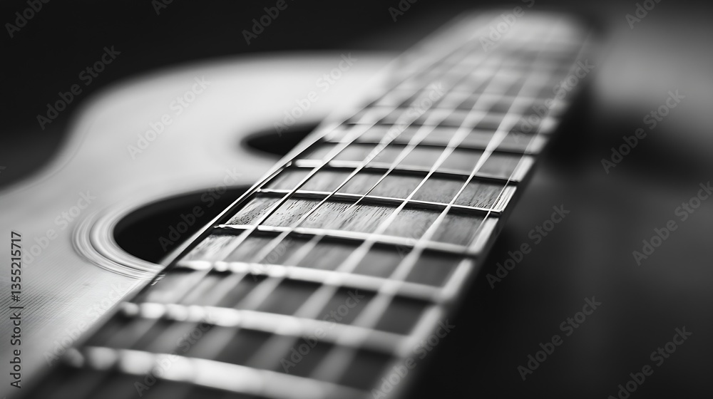 Aufkleber closeup view of acoustic guitar strings highlighting craftsmanship and detail : generative ai