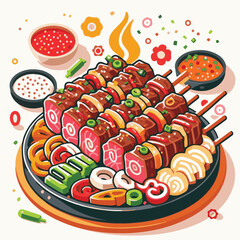 food, chicken, meal, dish, korean, asian, dak, korea, galbi, delicious, healthy, cuisine, restaurant, asia, dinner, sauce, hot, plate, vegetable, oriental, spicy, cabbage, stir, tasty, cooked, gochuja