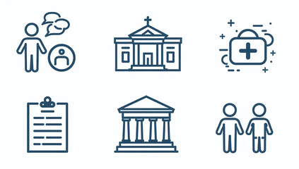 Naklejka premium social policy line icons service insurance editable strokes available various designs government societal