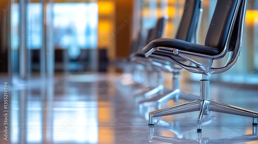 Aufkleber Stylish Modern Office Chairs in an Impressive Lobby Setting with Natural Lighting : Generative AI