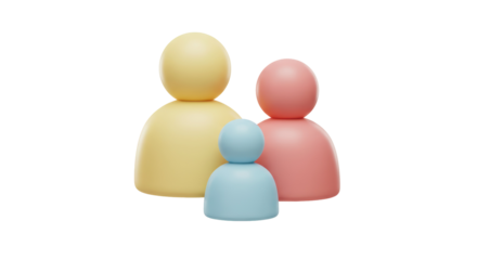 Isolated Three Abstract Figures Representing Family