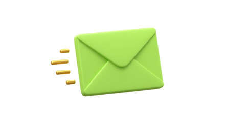 Isolated Fast Delivery Green Email Envelope
