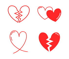 Set collection heart beautiful 