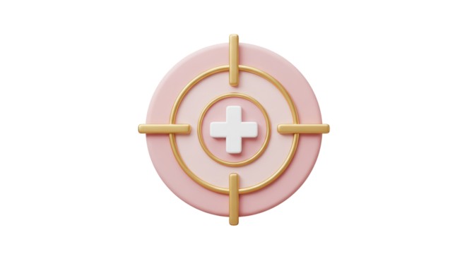 Isolated Pink Target with Crosshair for Medical Aim