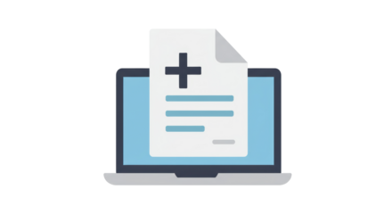 Isolated Laptop with Medical Document on Screen