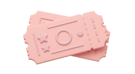 Isolated Pair of Pink Tickets for Event Admission