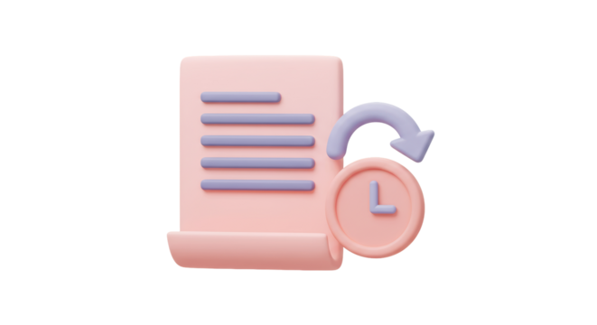 Isolated Document with Clock and Arrow Symbolizing History - Powered by Adobe