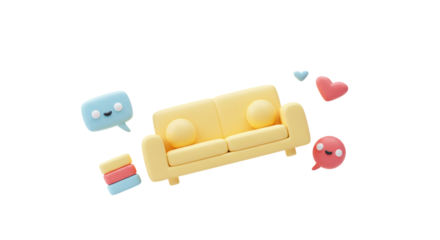 Isolated Yellow Couch with Bubble Text