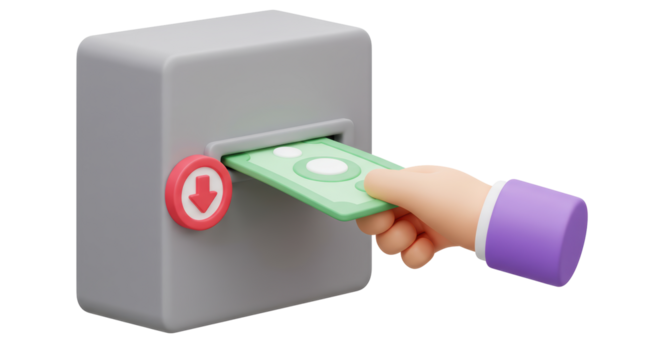 Isolated Hand Taking Money from ATM