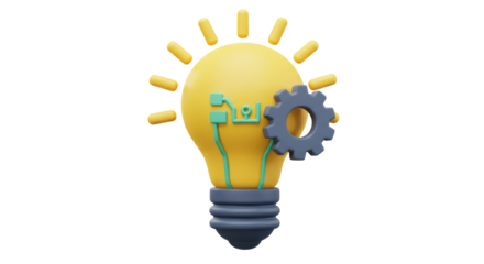 Isolated Light Bulb with Cogwheel and Circuit Board for Innovation and Ideas