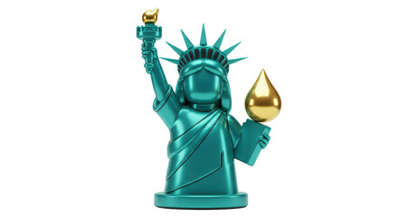 Isolated Statue of Liberty with Golden Flame for Freedom and Hope