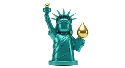 Isolated Statue of Liberty with Golden Flame for Freedom and Hope