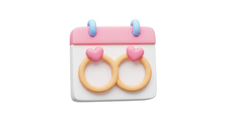 Isolated Calendar with Wedding Rings for Wedding Planning