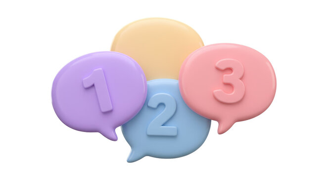 Isolated Numbered Speech Bubbles for Sequencing and Prioritization